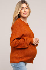 Rust Ribbed Cuff Maternity Sweater