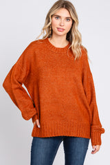 Rust Ribbed Cuff Maternity Sweater