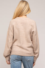 Taupe Ribbed Cuff Maternity Sweater