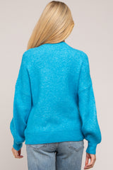 Blue Bubble Sleeve Maternity Sweater