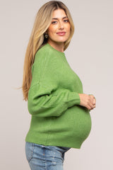 Green Bubble Sleeve Maternity Sweater