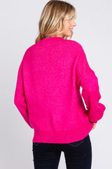 Fuchsia Bubble Sleeve Sweater