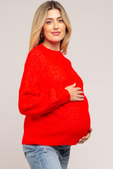 Red Bubble Sleeve Maternity Sweater