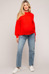 Red Bubble Sleeve Maternity Sweater