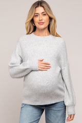 Silver Bubble Sleeve Maternity Sweater