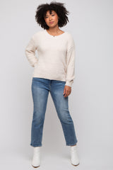 Beige Fuzzy Soft Knit Sweater