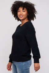 Black Fuzzy Soft Knit Sweater