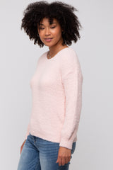 Light Pink Fuzzy Soft Knit Sweater