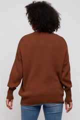 Dark Rust Basic Ribbed Cardigan Sweater