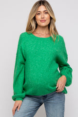 Green Basic Drop Shoulder Maternity Sweater