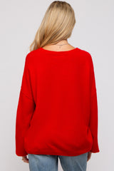 Red Basic Drop Shoulder Maternity Sweater