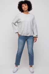 Heather Grey Basic Drop Shoulder Sweater