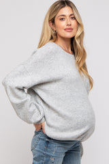 Heather Grey Basic Drop Shoulder Maternity Sweater