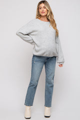 Heather Grey Basic Drop Shoulder Maternity Sweater