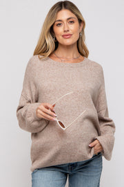 Taupe Basic Drop Shoulder Maternity Sweater