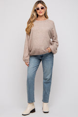 Taupe Basic Drop Shoulder Maternity Sweater