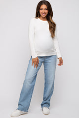 Ivory Soft Brushed Maternity Long Sleeve Top