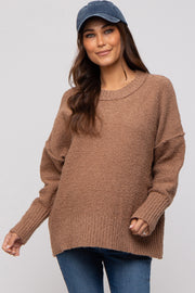 Mocha Knit Exposed Seam Maternity Sweater