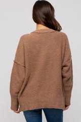 Mocha Knit Exposed Seam Maternity Sweater