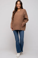 Mocha Knit Exposed Seam Maternity Sweater