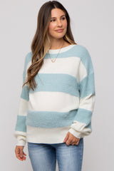 Blue Striped Brushed Maternity Sweater