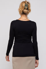 Black V-Neck Long Sleeve Maternity Top