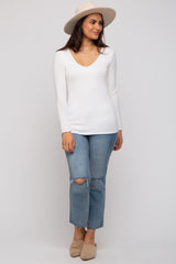 Ivory V-Neck Long Sleeve Top