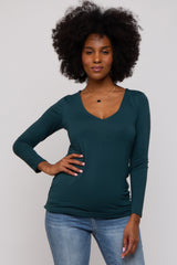 Forest Green V-Neck Long Sleeve Maternity Top