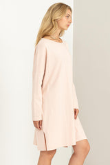 Light Pink Long Sleeve Shirt Dress