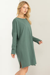 Green Long Sleeve Shirt Dress