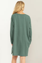 Green Long Sleeve Shirt Dress