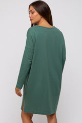 Green Long Sleeve Maternity Shirt Dress