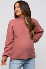 Mauve Mock Neck Maternity Sweater