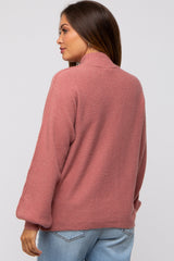 Mauve Mock Neck Maternity Sweater