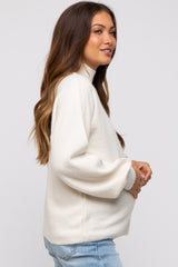 Ivory Mock Neck Maternity Sweater