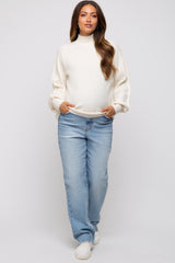 Ivory Mock Neck Maternity Sweater