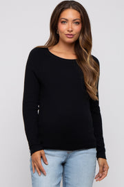 Black Basic Raglan Sleeve Maternity Sweater Top