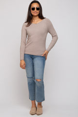 Mocha Basic Raglan Sleeve Sweater Top