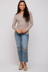 Mocha Basic Raglan Sleeve Sweater Top