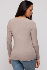 Mocha Basic Raglan Sleeve Sweater Top