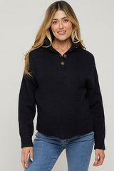 Black Button Front Maternity Sweater