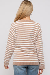 Mocha Striped Chenille Henley Maternity Sweater