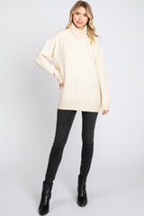 Cream Windowpane Ultra Soft Knit Turtleneck Sweater