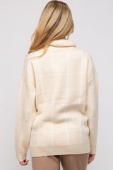 Cream Windowpane Ultra Soft Knit Turtleneck Maternity Sweater