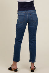 Blue Distressed Maternity Straight Leg Jeans