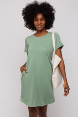 Sage French Terry Cuffed Short Sleeve Dress