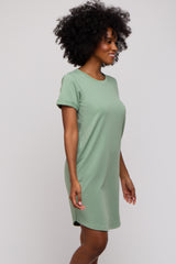 Sage French Terry Cuffed Short Sleeve Dress