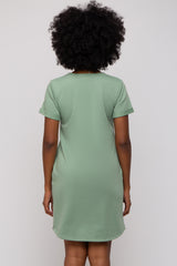 Sage French Terry Cuffed Short Sleeve Dress