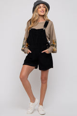 Black Corduroy Maternity Short Overalls