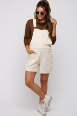 Cream Corduroy Maternity Short Overalls